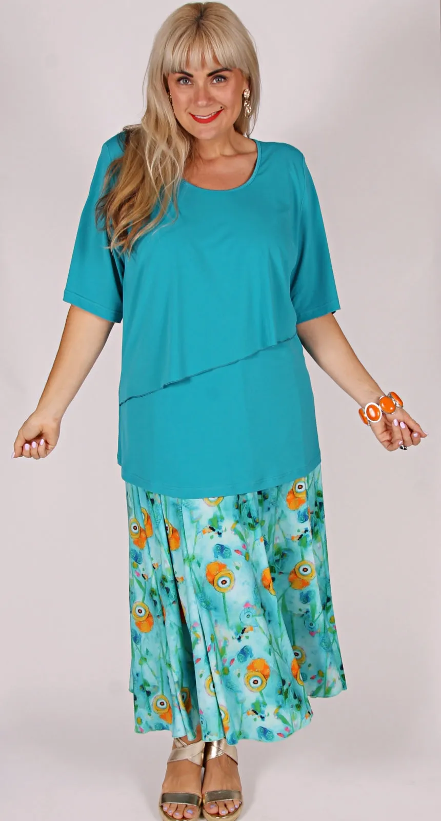 Overlay Rikki Round Neck Top Aqua