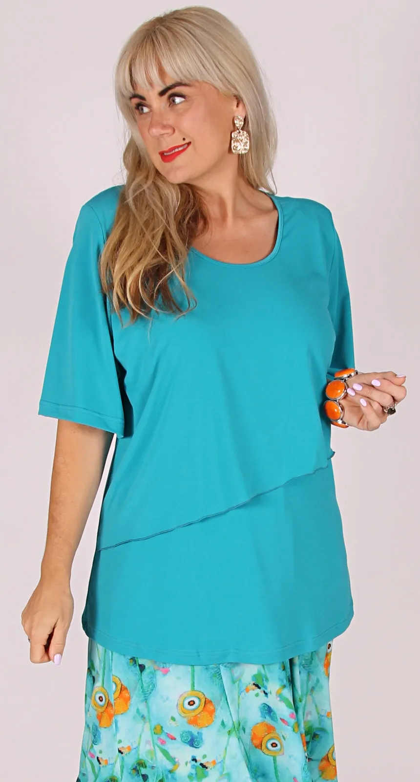 Overlay Rikki Round Neck Top Aqua