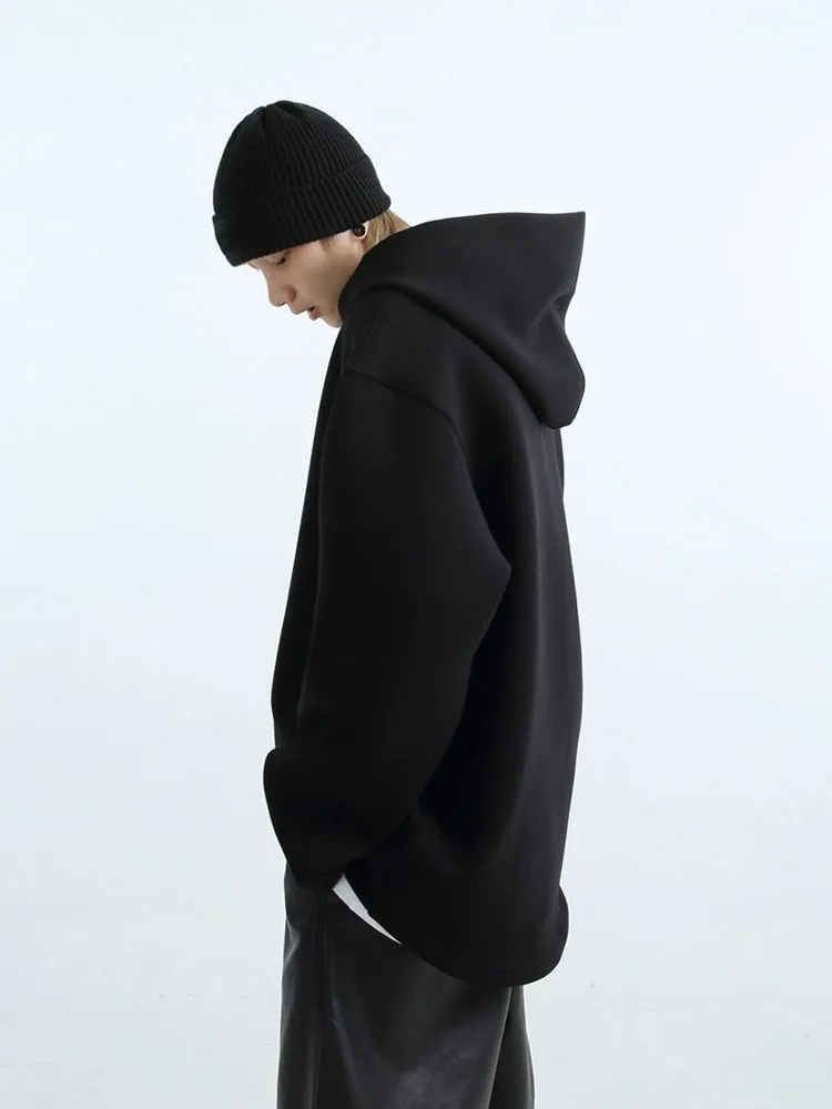 Oversized Button No-String Pullover Hoodie