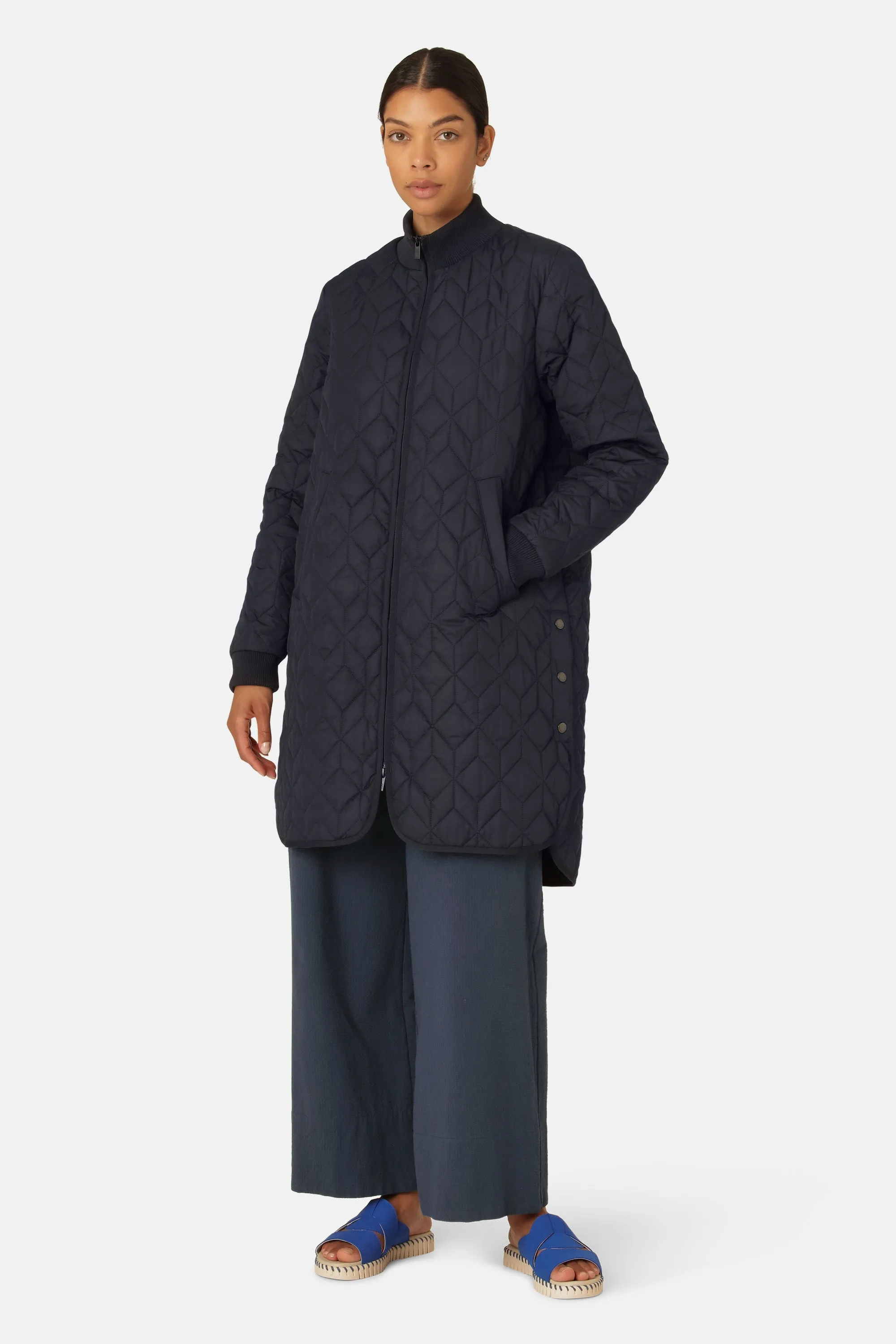 Padded Quilt Coat - Dark Indigo