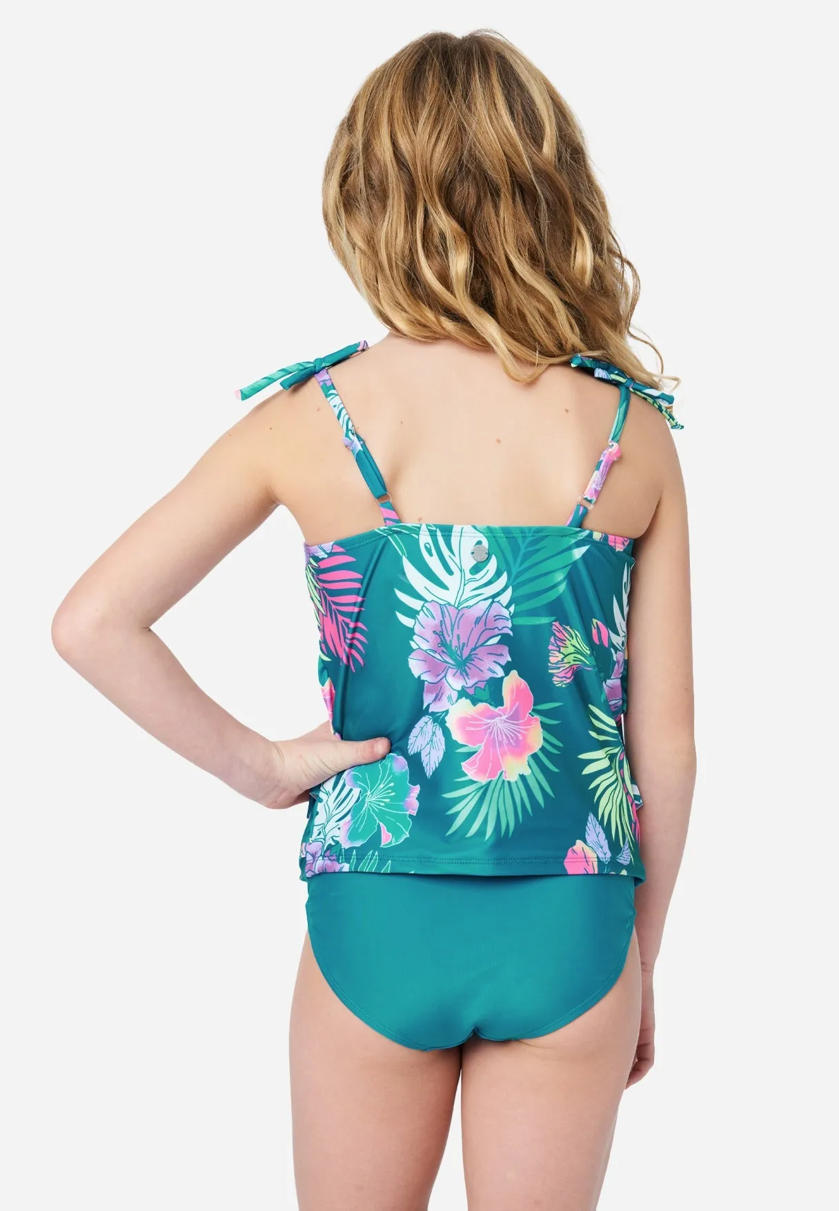 Patterned Ruffle Tankini Swim Set