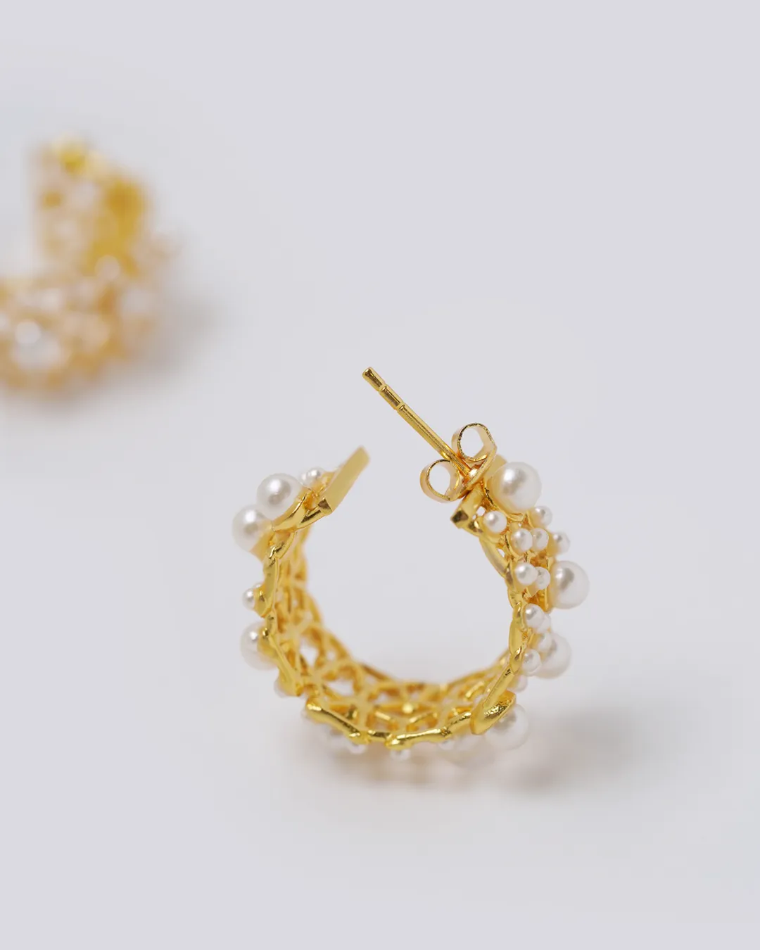 Pearl Lace Gold Earrings