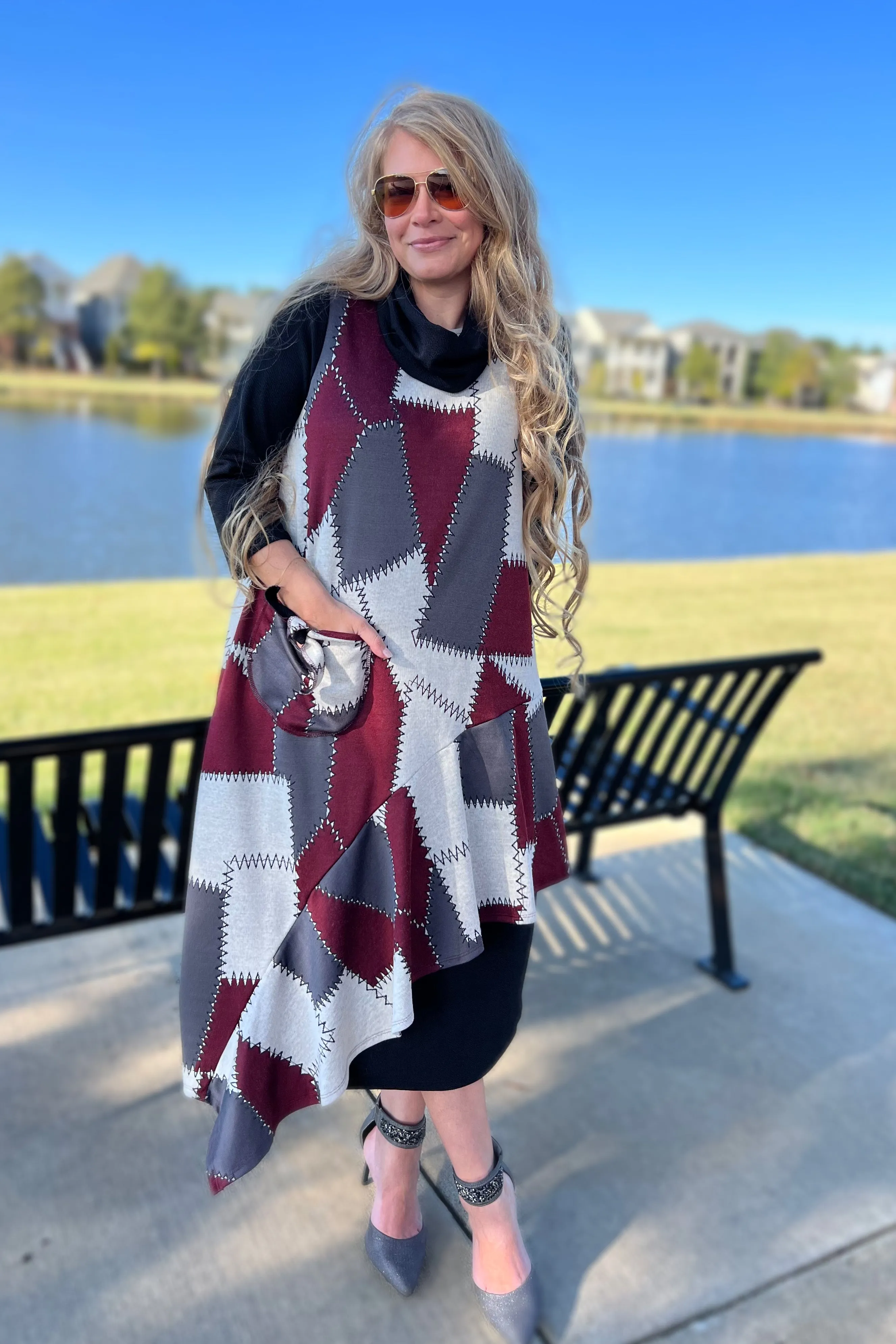 Penelope Patchwork Dress w/Scarf