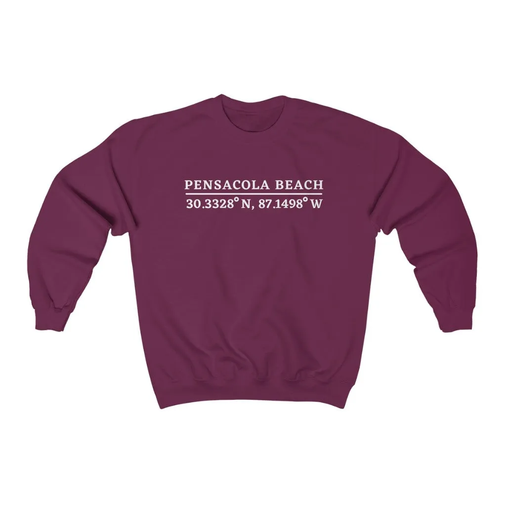 Pensacola Beach Coordinates Unisex Crewneck Sweatshirt