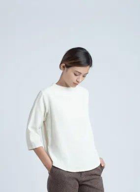 Petal Leaf 3/4 Sleeve Top - Off White