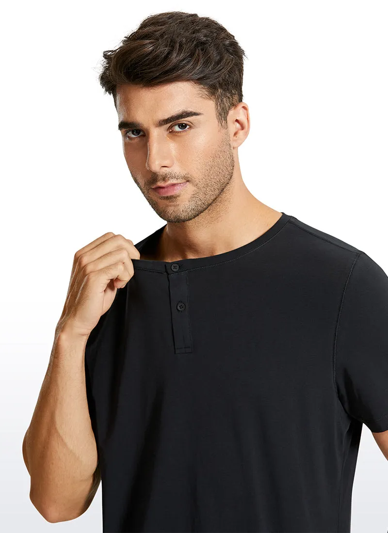 Pima Cotton Henley Short Sleeves