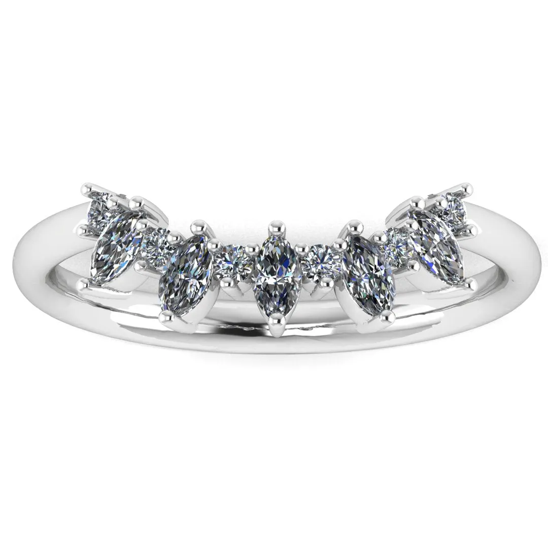 "Alora" Marquise and Round Brilliant Cut 0.40ct Diamond Shaped Eternity Ring ET32