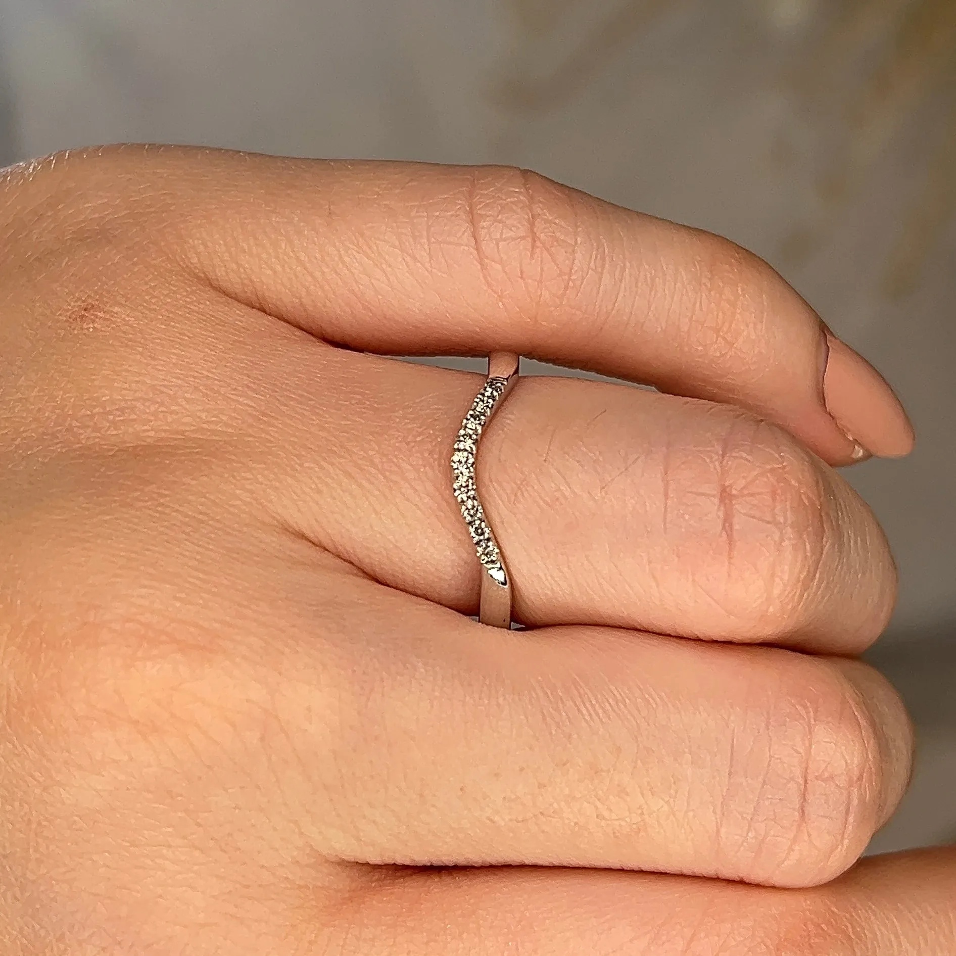 "Lacey" Micro Set 0.10ct Diamond Subtly Shaped Eternity Ring ET51