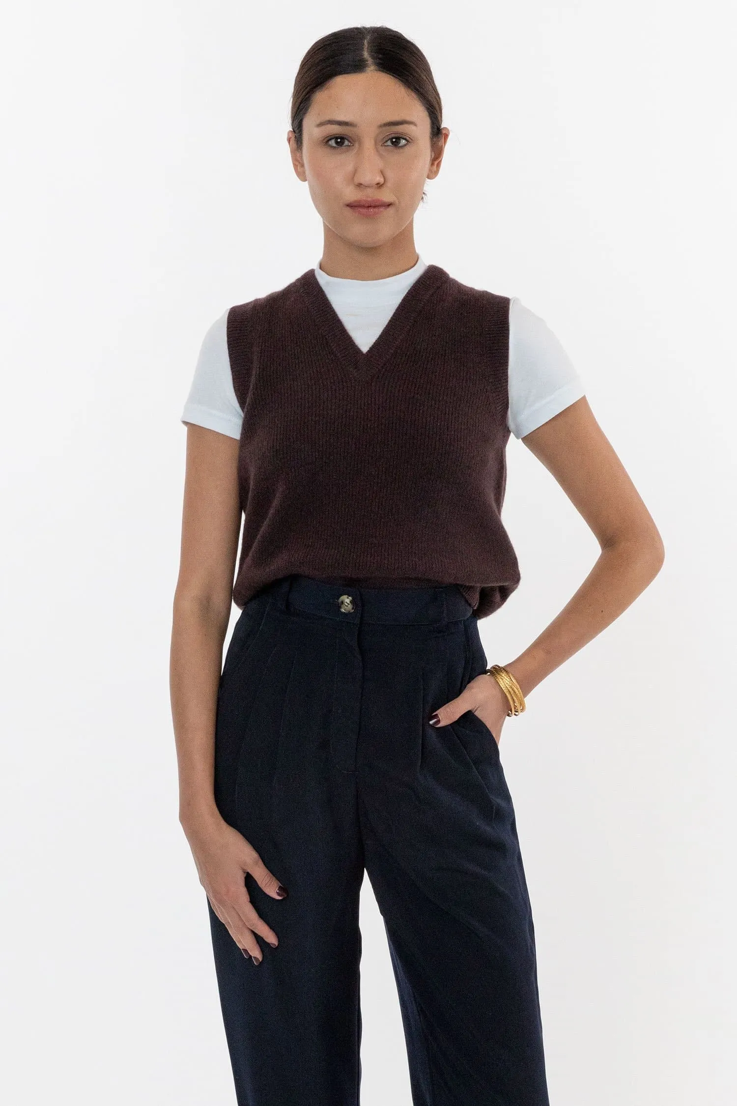 RFK313 - Cashmere Knit V-Neck Vest