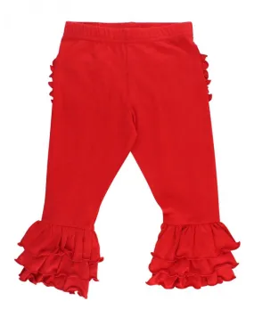 Ruffle Butts-Red Slim Ruffle Pant