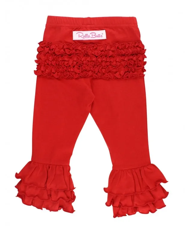 Ruffle Butts-Red Slim Ruffle Pant