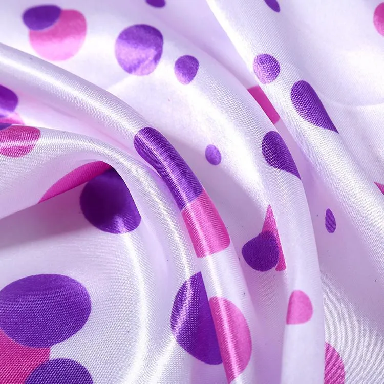 Small Square Satin Scarf Purple Theme Polka Dot Print XAT018