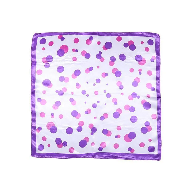 Small Square Satin Scarf Purple Theme Polka Dot Print XAT018