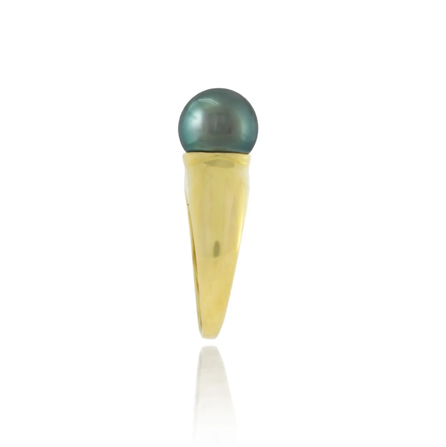 Tahitian pearl ring - 18k gold classic design - RGYGPE00021