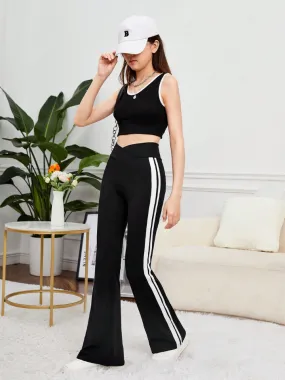 TEEN GIRL SIDE STRIPE FLARE LEG TROUSERS