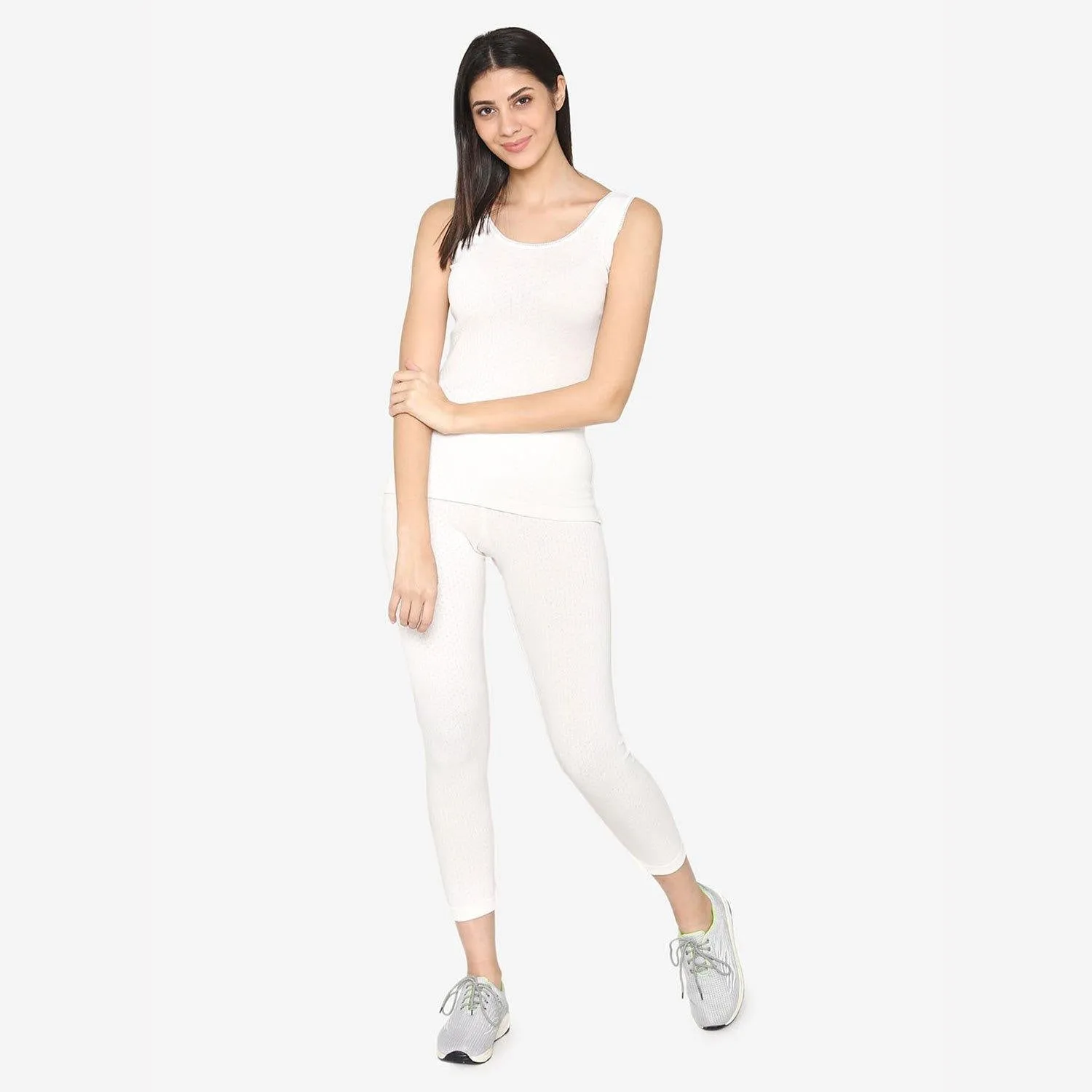 Vami Sleeve- less Thermal Top For Women in Off- White  Color