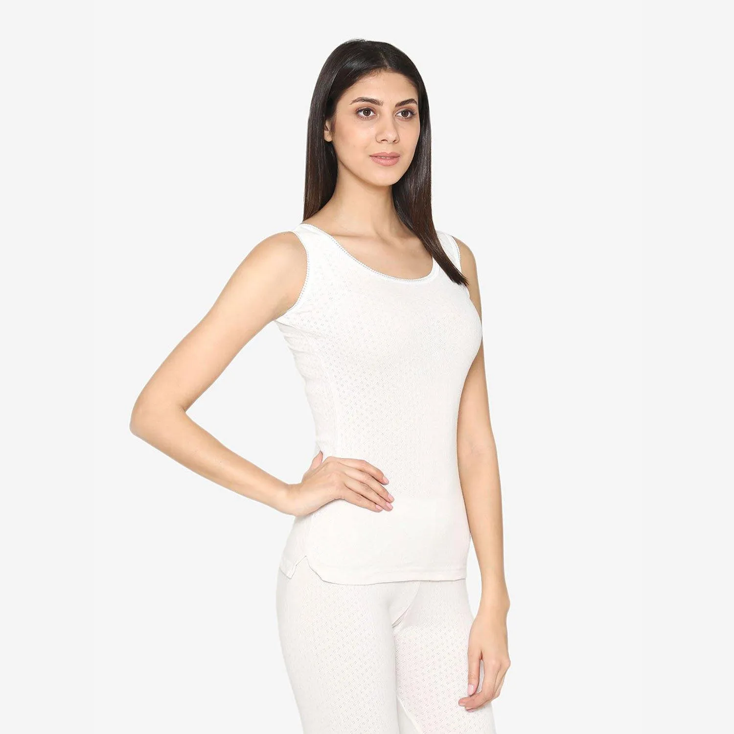 Vami Sleeve- less Thermal Top For Women in Off- White  Color