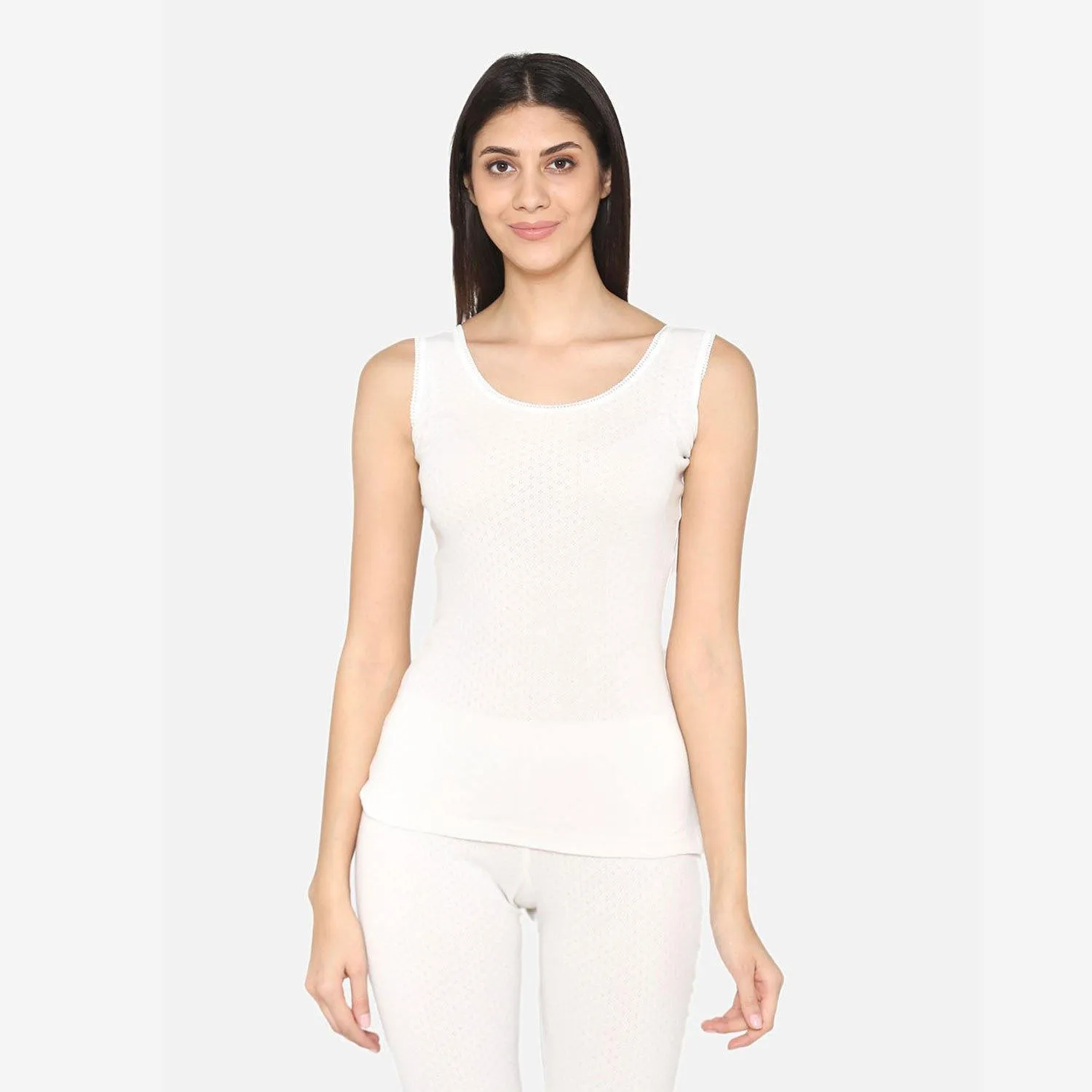 Vami Sleeve- less Thermal Top For Women in Off- White  Color