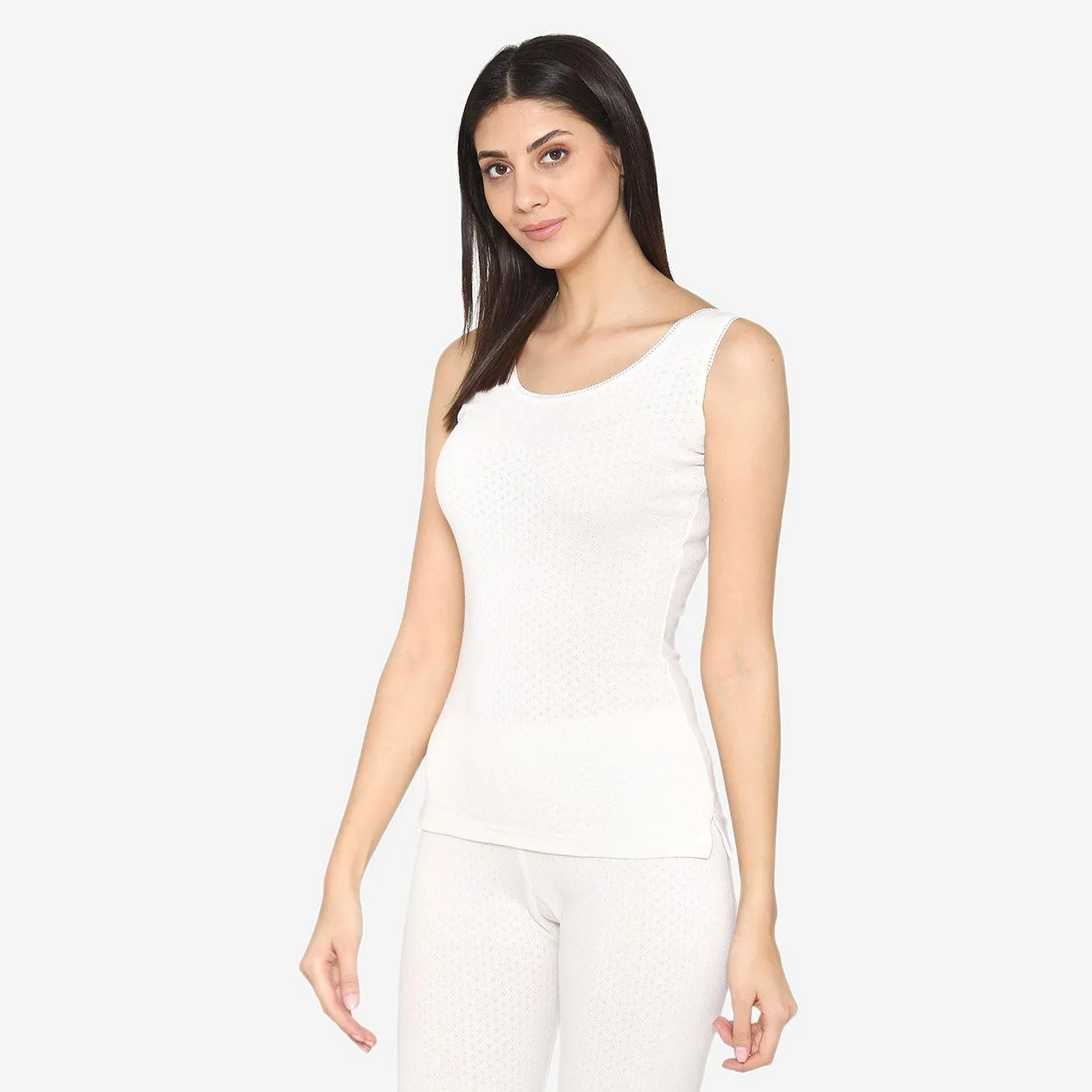 Vami Sleeve- less Thermal Top For Women in Off- White  Color