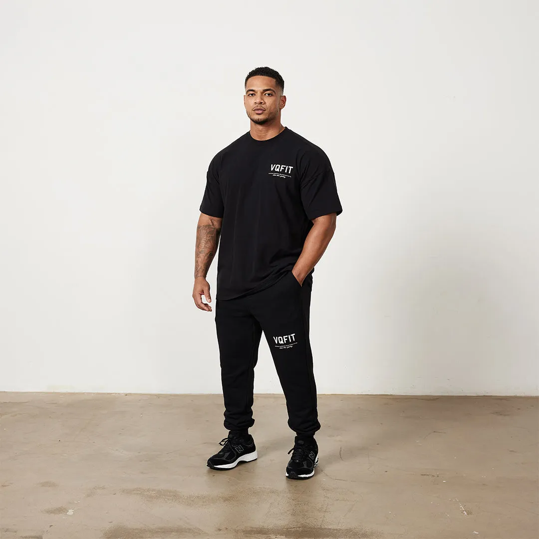 Vanquish VQFIT Distressed Print Black Tapered Sweatpants