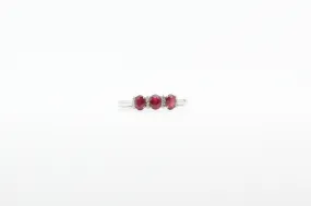 White Gold Ruby Three Stone Ring