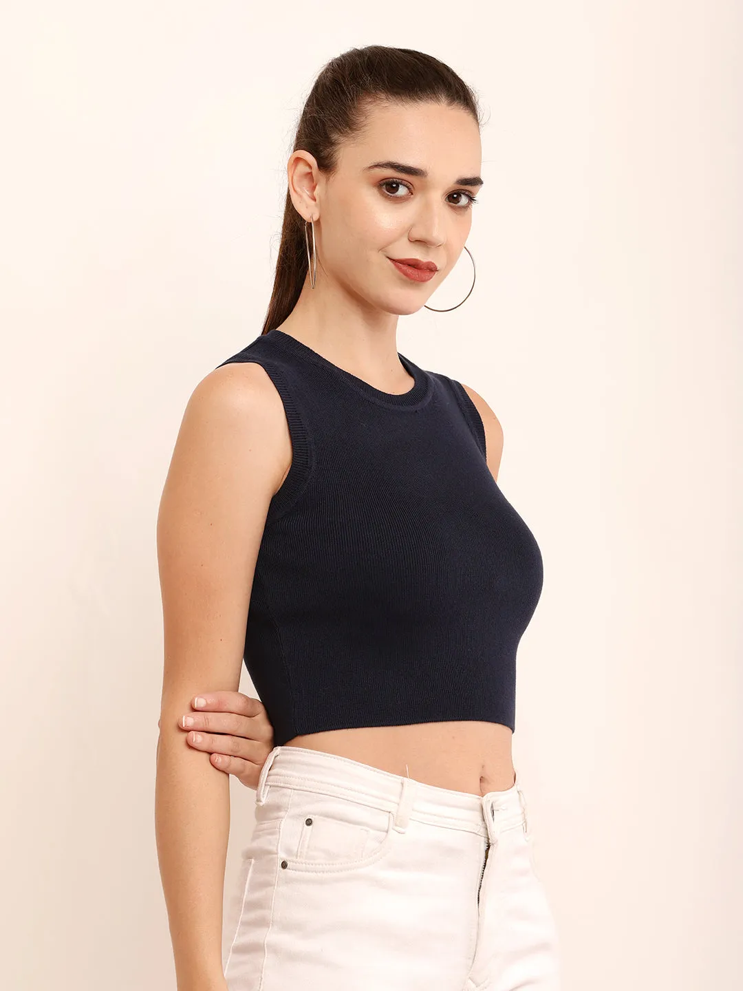 Women Cool Blue Crop Top