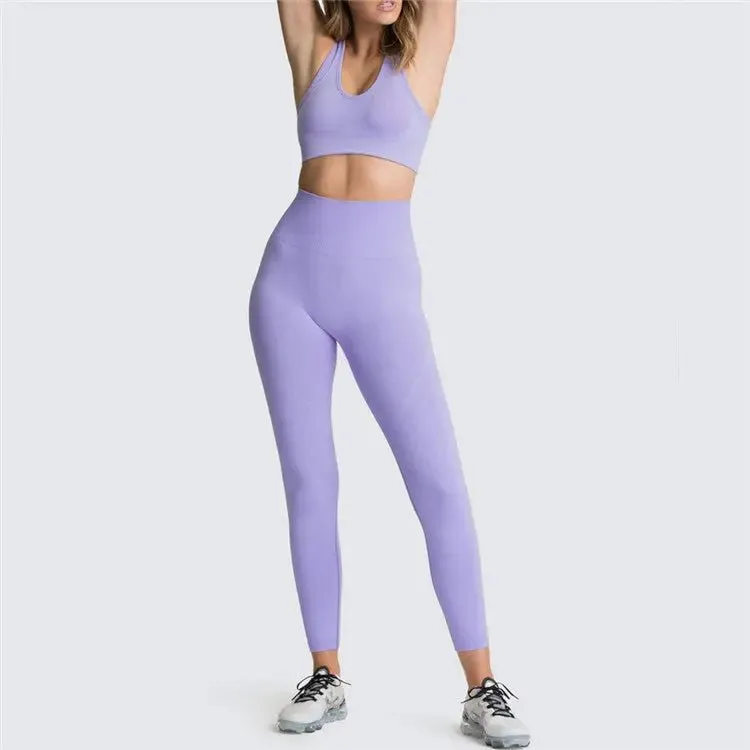 Womens Gym Clothing Set - Crop Top & Leggings Workout Apparel