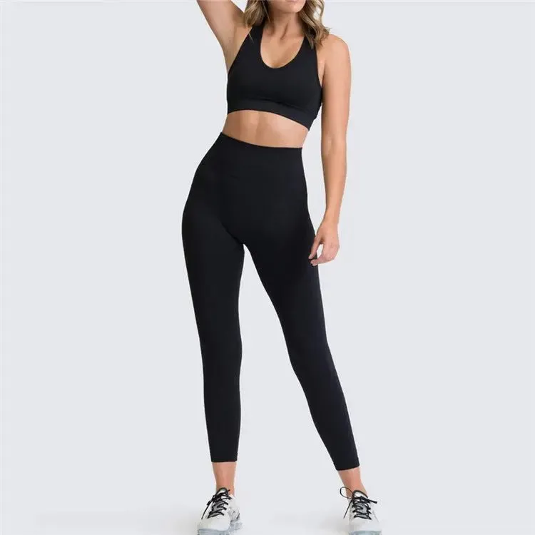 Womens Gym Clothing Set - Crop Top & Leggings Workout Apparel