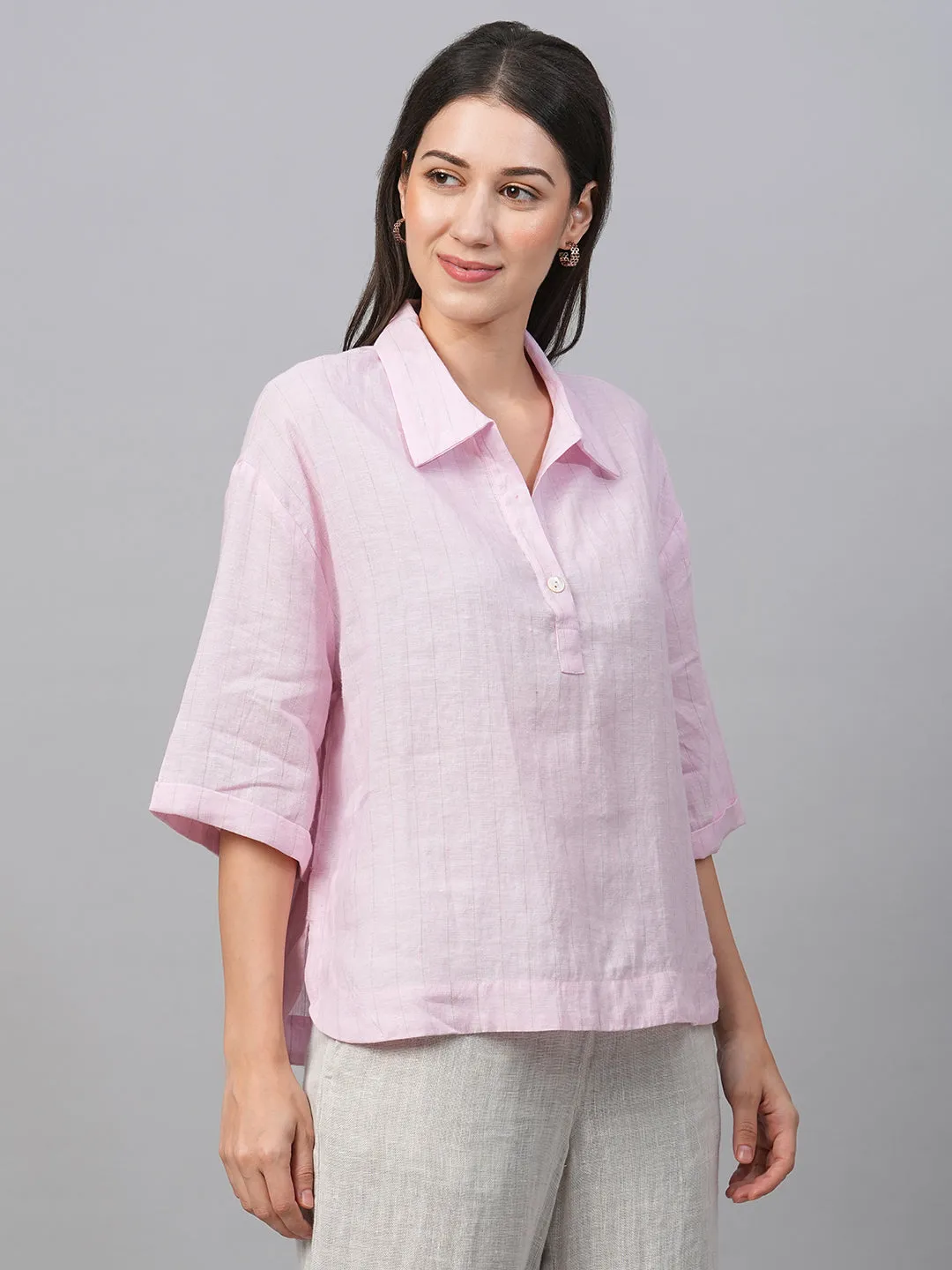 Women's Rose Linen Boxy Fit Blouse