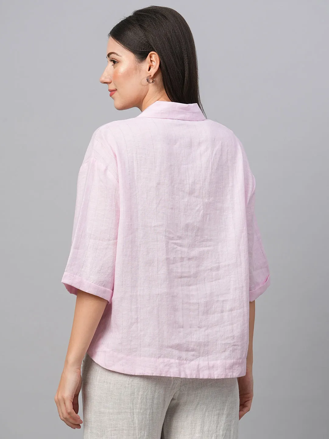 Women's Rose Linen Boxy Fit Blouse