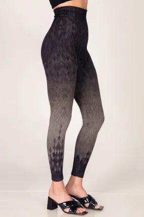 Woodland Grey Diamond Tile Printed Leggings