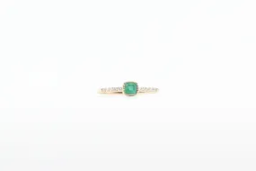 Yellow Gold Bezel Cushion Emerald Ring