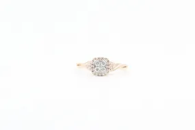 Yellow Gold Square Cluster with Halo Promise Ring