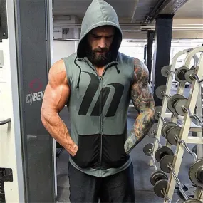 YEMEKE Hoodie sleeveless Patchwork Mens Fitness Casual Pullover Sweatshirts Streetwear 2018 Spring Winter Hoodie