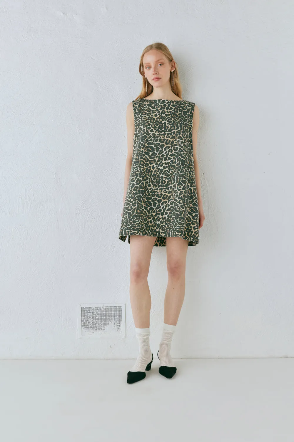 Zia Denim Mini Dress Leopard